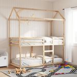 Casa si Gradina - Mobilier - Paturi si accesorii - Paturi - Pat supraetajat cu acoperis, alb, 90x200 cm, lemn masiv de pin - Infinity.ro