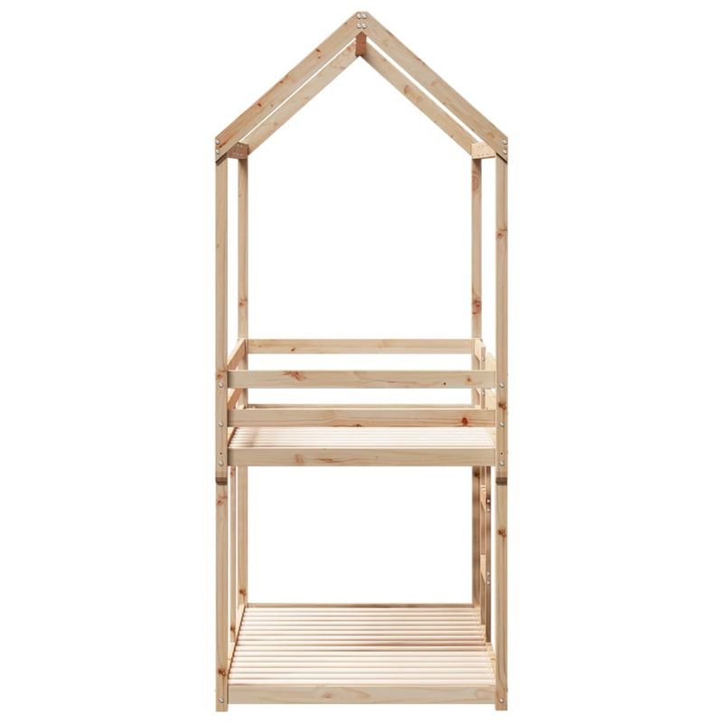 Casa si Gradina - Mobilier - Paturi si accesorii - Paturi - Pat supraetajat cu acoperis, alb, 90x200 cm, lemn masiv de pin - Infinity.ro