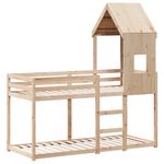 Casa si Gradina - Mobilier - Paturi si accesorii - Paturi - Pat supraetajat cu acoperis, alb, 90x200 cm, lemn masiv de pin - Infinity.ro