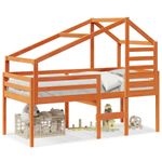 Casa si Gradina - Mobilier - Paturi si accesorii - Paturi - Pat inalt cu acoperis, maro ceruit, 80x200 cm, lemn masiv pin - Infinity.ro