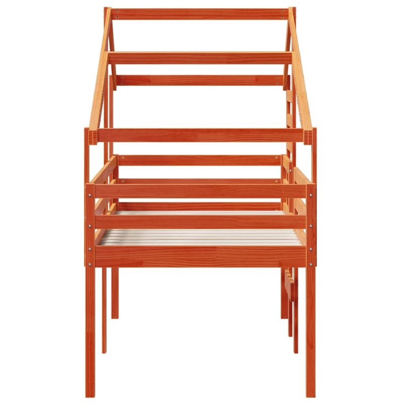 Casa si Gradina - Mobilier - Paturi si accesorii - Paturi - Pat inalt cu acoperis, maro ceruit, 80x200 cm, lemn masiv pin - Infinity.ro
