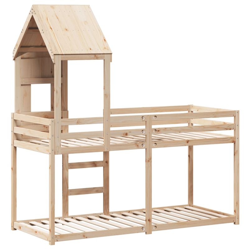 Casa si Gradina - Mobilier - Paturi si accesorii - Paturi - Pat supraetajat cu acoperis, alb, 90x200 cm, lemn masiv de pin - Infinity.ro