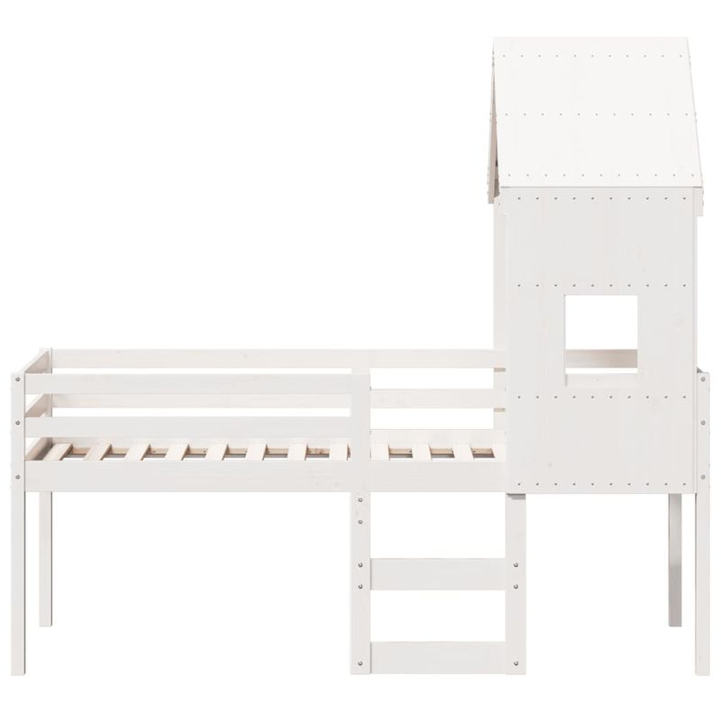 Casa si Gradina - Mobilier - Paturi si accesorii - Paturi - Pat inalt cu acoperis, alb, 80x200 cm, lemn masiv de pin - Infinity.ro