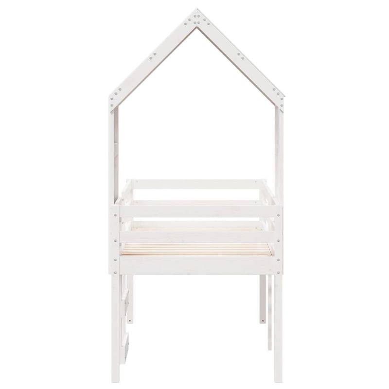 Casa si Gradina - Mobilier - Paturi si accesorii - Paturi - Pat inalt cu acoperis, alb, 80x200 cm, lemn masiv de pin - Infinity.ro