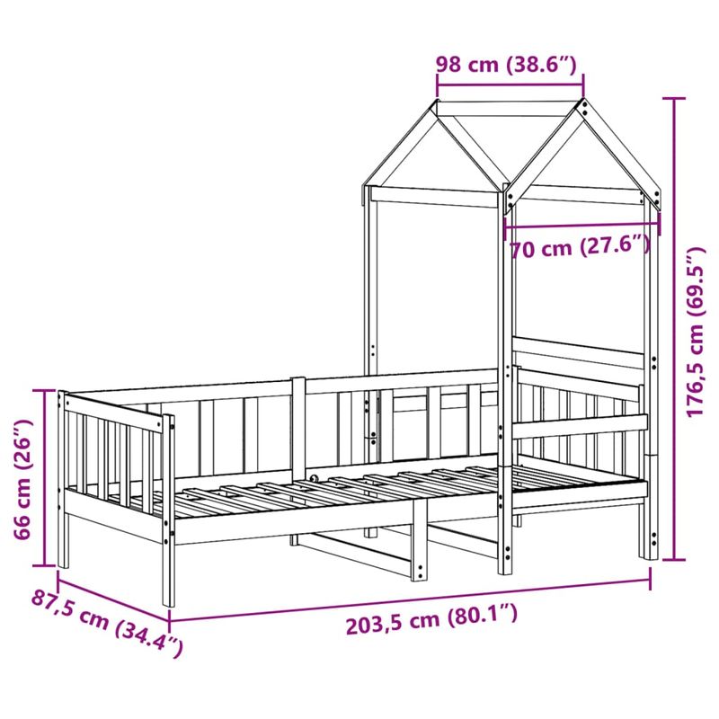 Casa si Gradina - Mobilier - Paturi si accesorii - Paturi - Pat de zi cu acoperis, 80x200 cm, lemn masiv de pin - Infinity.ro