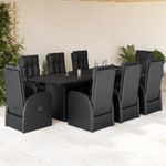 Casa si Gradina - Gradina si terasa - Mobilier exterior - Seturi mobila gradina - Set mobilier de gradina cu perne, 9 piese, negru, poliratan - Infinity.ro