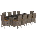 Casa si Gradina - Gradina si terasa - Mobilier exterior - Seturi mobila gradina - Set mobilier de gradina cu perne, 11 piese, gri, poliratan - Infinity.ro