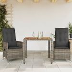 Casa si Gradina - Gradina si terasa - Mobilier exterior - Seturi mobila gradina - Set bistro de gradina cu perne, 3 piese, gri, poliratan - Infinity.ro