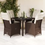 Casa si Gradina - Gradina si terasa - Mobilier exterior - Seturi mobila gradina - Set mobilier de gradina, 5 piese, cu perne, maro, poliratan - Infinity.ro