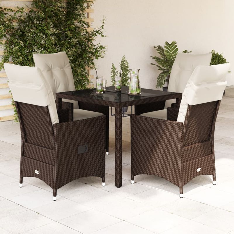 Casa si Gradina - Gradina si terasa - Mobilier exterior - Seturi mobila gradina - Set mobilier de gradina, 5 piese, cu perne, maro, poliratan - Infinity.ro