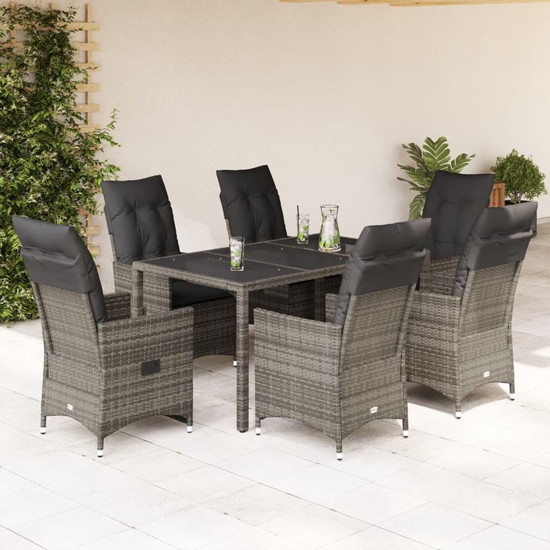 Casa si Gradina - Gradina si terasa - Mobilier exterior - Seturi mobila gradina - Set mobilier de gradina cu perne, 7 piese, gri, poliratan - Infinity.ro
