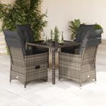 Casa si Gradina - Gradina si terasa - Mobilier exterior - Seturi mobila gradina - Set mobilier de gradina cu perne, 5 piese, gri, poliratan - Infinity.ro