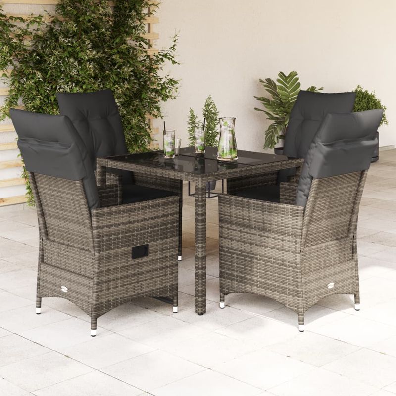 Casa si Gradina - Gradina si terasa - Mobilier exterior - Seturi mobila gradina - Set mobilier de gradina cu perne, 5 piese, gri, poliratan - Infinity.ro