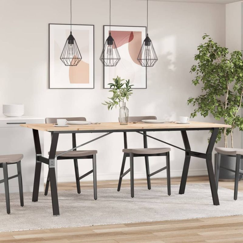 Casa si Gradina - Mobilier - Mese si birouri - Mese bucatarie si dining - Masa de bucatarie, cadru Y, 180x90x75cm lemn masiv pin si fonta - Infinity.ro