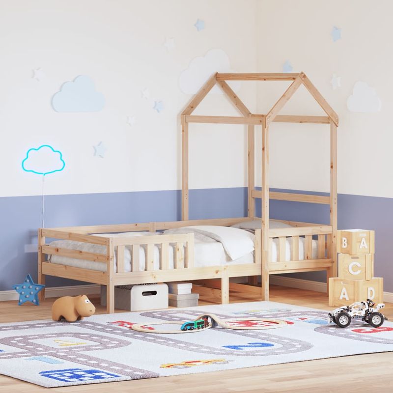 Casa si Gradina - Mobilier - Paturi si accesorii - Paturi - Cadru de pat cu acoperis, 100x200 cm, lemn masiv de pin - Infinity.ro