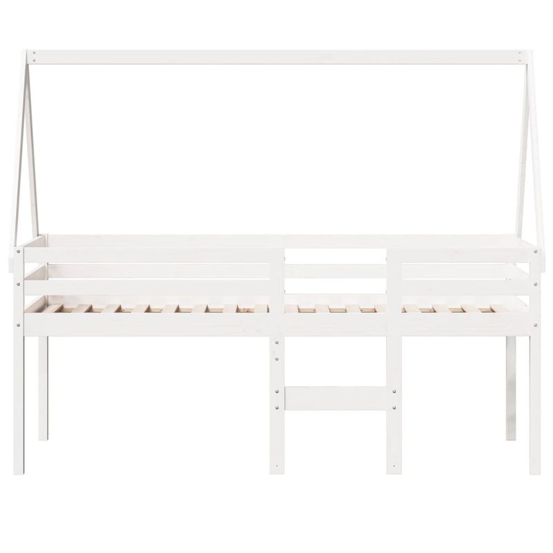 Casa si Gradina - Mobilier - Paturi si accesorii - Paturi - Pat inalt cu acoperis, alb, 75x190 cm, lemn masiv de pin - Infinity.ro