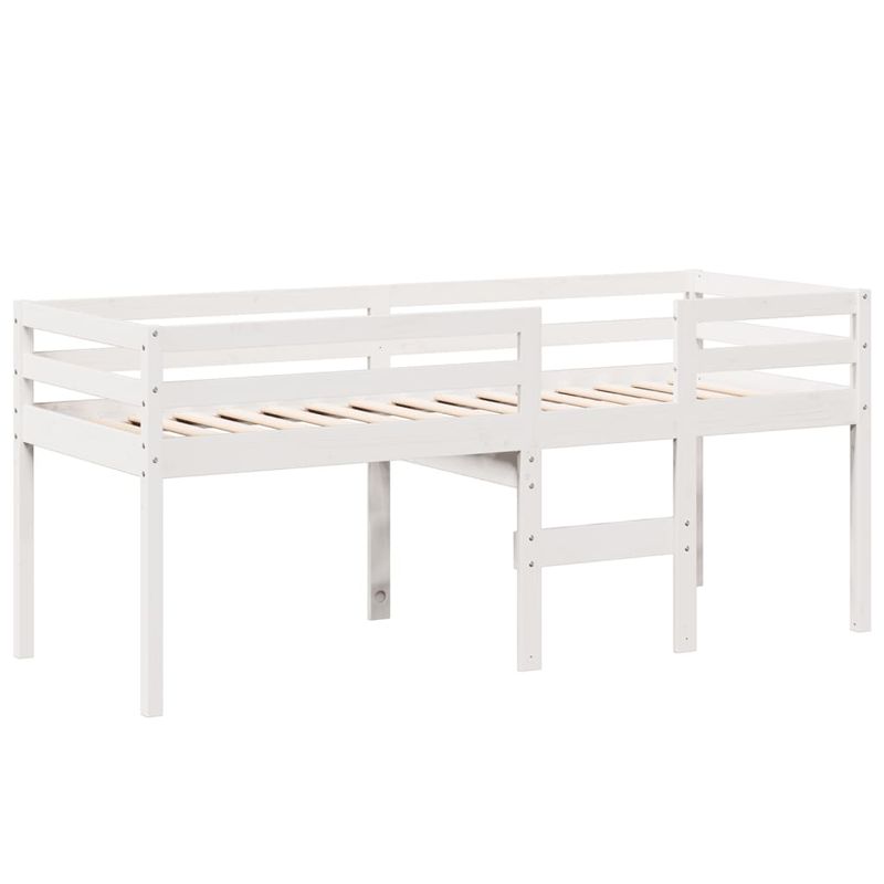 Casa si Gradina - Mobilier - Paturi si accesorii - Paturi - Pat inalt cu acoperis, alb, 75x190 cm, lemn masiv de pin - Infinity.ro