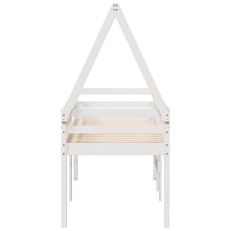 Casa si Gradina - Mobilier - Paturi si accesorii - Paturi - Pat inalt cu acoperis, alb, 75x190 cm, lemn masiv de pin - Infinity.ro
