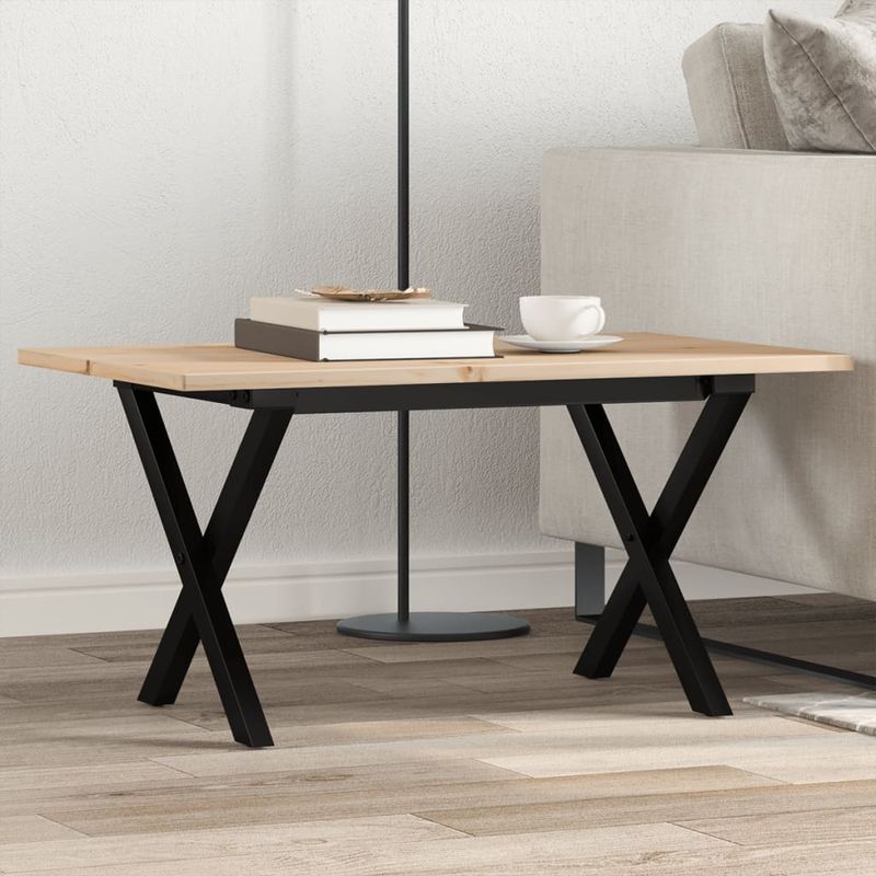 Casa si Gradina - Mobilier - Mese si birouri - Masute de cafea - Masa de cafea, cadru X, 80x50x40 cm, lemn masiv pin si fonta - Infinity.ro