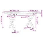 Casa si Gradina - Mobilier - Mese si birouri - Masute de cafea - Masa de cafea, cadru X, 80x50x40 cm, lemn masiv pin si fonta - Infinity.ro