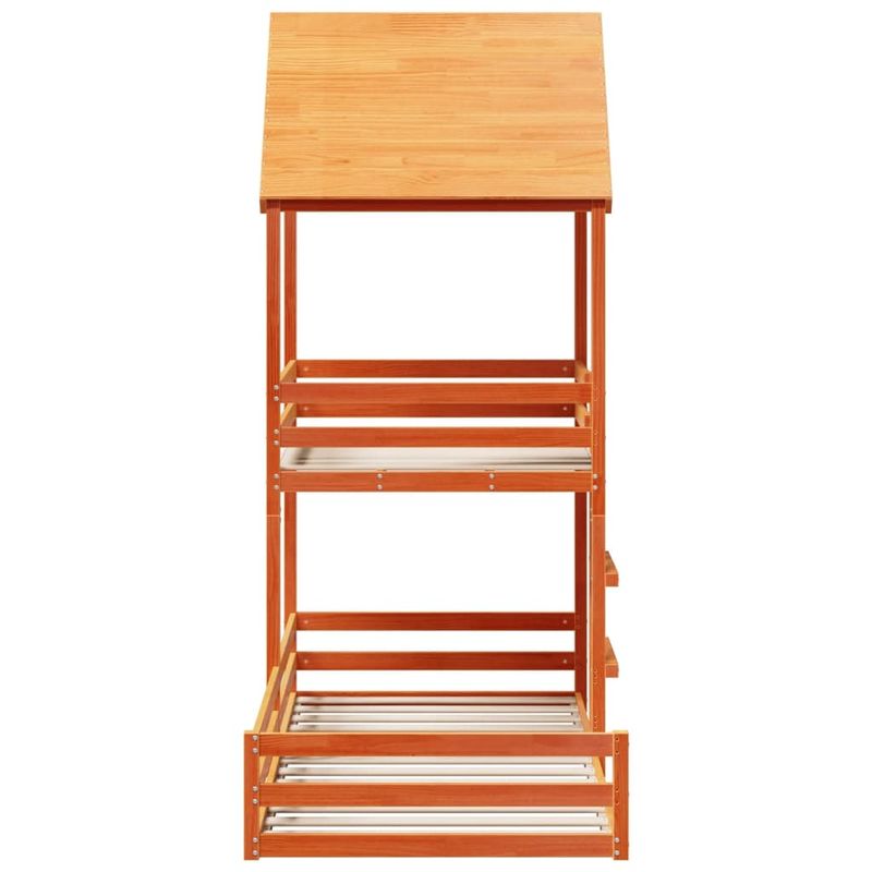 Casa si Gradina - Mobilier - Paturi si accesorii - Paturi - Pat supraetajat cu acoperis maro ceruit 80x200cm lemn masiv pin - Infinity.ro