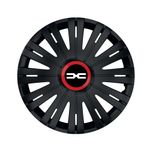 Auto si Moto - Anvelope si jante - Accesorii roti - Capace roti - Set 4 capace roti pentru Dacia nou, model Active negru cu inel Rosu, R15, Dacia - Infinity.ro