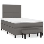 Casa si Gradina - Mobilier - Paturi si accesorii - Paturi - Pat box spring cu saltea, gri, 120x200 cm, piele ecologica - Infinity.ro