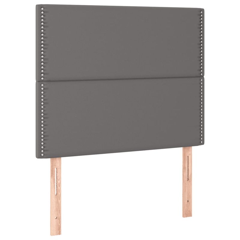 Casa si Gradina - Mobilier - Paturi si accesorii - Paturi - Pat box spring cu saltea, gri, 120x200 cm, piele ecologica - Infinity.ro