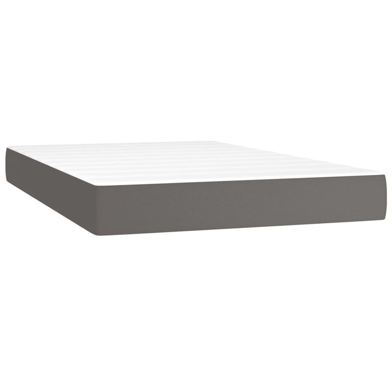 Casa si Gradina - Mobilier - Paturi si accesorii - Paturi - Pat box spring cu saltea, gri, 120x200 cm, piele ecologica - Infinity.ro