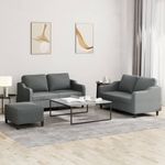 Casa si Gradina - Mobilier - Seturi de mobilier - Seturi living - Set de canapele cu perne, 3 piese, gri inchis, textil - Infinity.ro