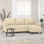 Casa si Gradina - Mobilier - Canapele si coltare - Canapele - Canapea cu 3 locuri cu taburet, crem, 180 cm, material textil - Infinity.ro