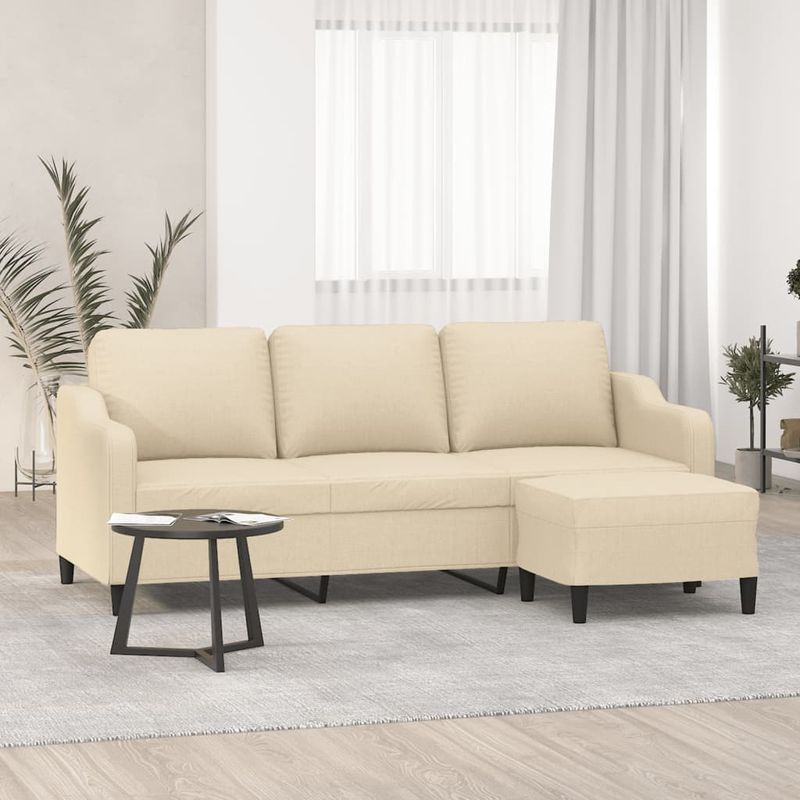 Casa si Gradina - Mobilier - Canapele si coltare - Canapele - Canapea cu 3 locuri cu taburet, crem, 180 cm, material textil - Infinity.ro
