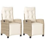 Casa si Gradina - Gradina si terasa - Mobilier exterior - Scaune si sezlonguri gradina - Scaun de gradina rabatabil cu suport picioare,2 buc., poliratan - Infinity.ro