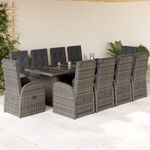 Casa si Gradina - Gradina si terasa - Mobilier exterior - Seturi mobila gradina - Set mobilier de gradina cu perne, 11 piese, gri, poliratan - Infinity.ro