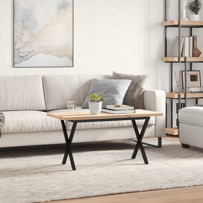 Casa si Gradina - Mobilier - Mese si birouri - Masute de cafea - Masa de cafea, cadru X, 90x40x45,5 cm, lemn masiv pin si fonta - Infinity.ro