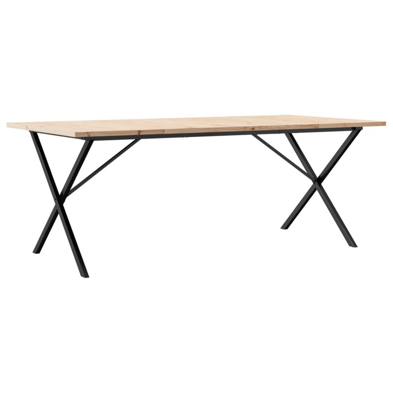 Casa si Gradina - Mobilier - Mese si birouri - Mese bucatarie si dining - Masa bucatarie, cadru X, 200x100x75,5cm lemn masiv pin si fonta - Infinity.ro