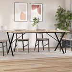 Casa si Gradina - Mobilier - Mese si birouri - Mese bucatarie si dining - Masa bucatarie, cadru X, 200x100x75,5cm lemn masiv pin si fonta - Infinity.ro