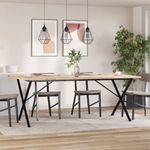 Casa si Gradina - Mobilier - Mese si birouri - Mese bucatarie si dining - Masa bucatarie, cadru X, 200x100x75,5cm lemn masiv pin si fonta - Infinity.ro