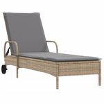 Casa si Gradina - Gradina si terasa - Mobilier exterior - Scaune si sezlonguri gradina - Sezlong cu roti si perna, bej, poliratan - Infinity.ro