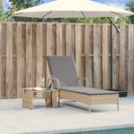 Casa si Gradina - Gradina si terasa - Mobilier exterior - Scaune si sezlonguri gradina - Sezlong cu roti si perna, bej, poliratan - Infinity.ro