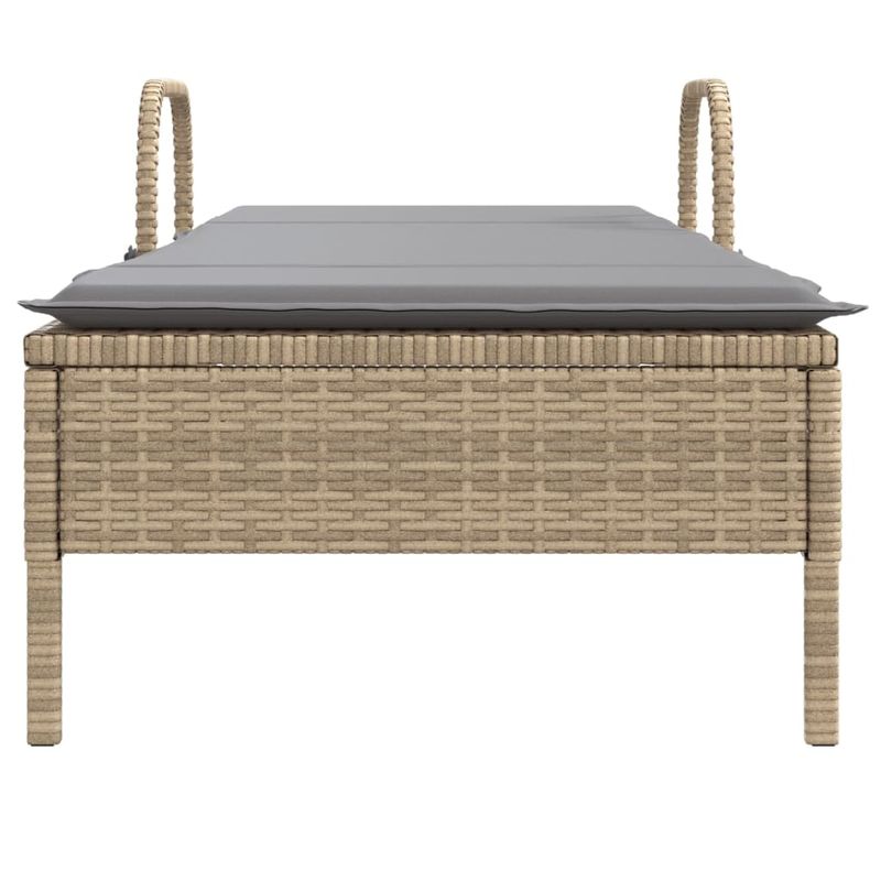 Casa si Gradina - Gradina si terasa - Mobilier exterior - Scaune si sezlonguri gradina - Sezlong cu roti si perna, bej, poliratan - Infinity.ro