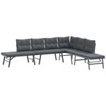 Casa si Gradina - Gradina si terasa - Mobilier exterior - Bancute de gradina - Banci de gradina cu perne 4 buc negru otel vopsit electrostatic - Infinity.ro