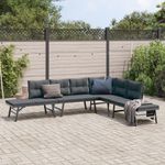 Casa si Gradina - Gradina si terasa - Mobilier exterior - Bancute de gradina - Banci de gradina cu perne 4 buc negru otel vopsit electrostatic - Infinity.ro