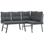 Casa si Gradina - Gradina si terasa - Mobilier exterior - Bancute de gradina - Banci de gradina cu perne 4 buc negru otel vopsit electrostatic - Infinity.ro