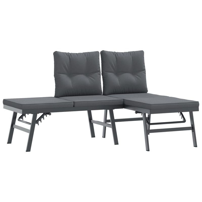 Casa si Gradina - Gradina si terasa - Mobilier exterior - Bancute de gradina - Banci de gradina cu perne 4 buc negru otel vopsit electrostatic - Infinity.ro