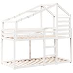 Casa si Gradina - Mobilier - Paturi si accesorii - Paturi - Pat supraetajat cu acoperis, alb, 90x190 cm, lemn masiv de pin - Infinity.ro