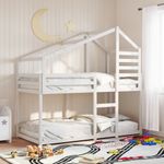 Casa si Gradina - Mobilier - Paturi si accesorii - Paturi - Pat supraetajat cu acoperis, alb, 90x190 cm, lemn masiv de pin - Infinity.ro