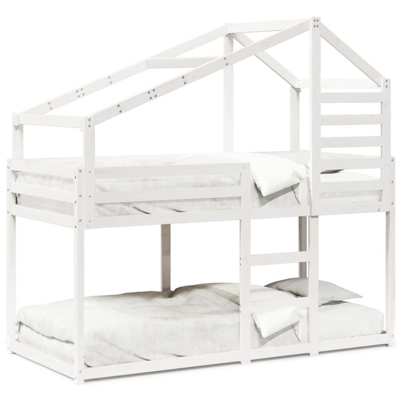 Casa si Gradina - Mobilier - Paturi si accesorii - Paturi - Pat supraetajat cu acoperis, alb, 90x190 cm, lemn masiv de pin - Infinity.ro