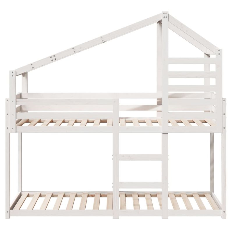 Casa si Gradina - Mobilier - Paturi si accesorii - Paturi - Pat supraetajat cu acoperis, alb, 90x190 cm, lemn masiv de pin - Infinity.ro