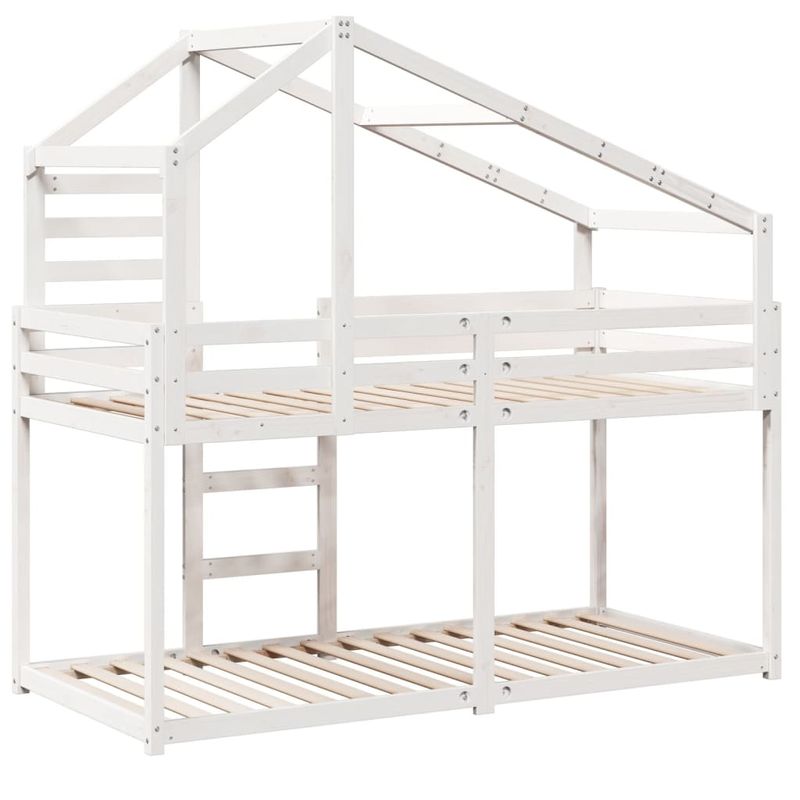 Casa si Gradina - Mobilier - Paturi si accesorii - Paturi - Pat supraetajat cu acoperis, alb, 90x190 cm, lemn masiv de pin - Infinity.ro